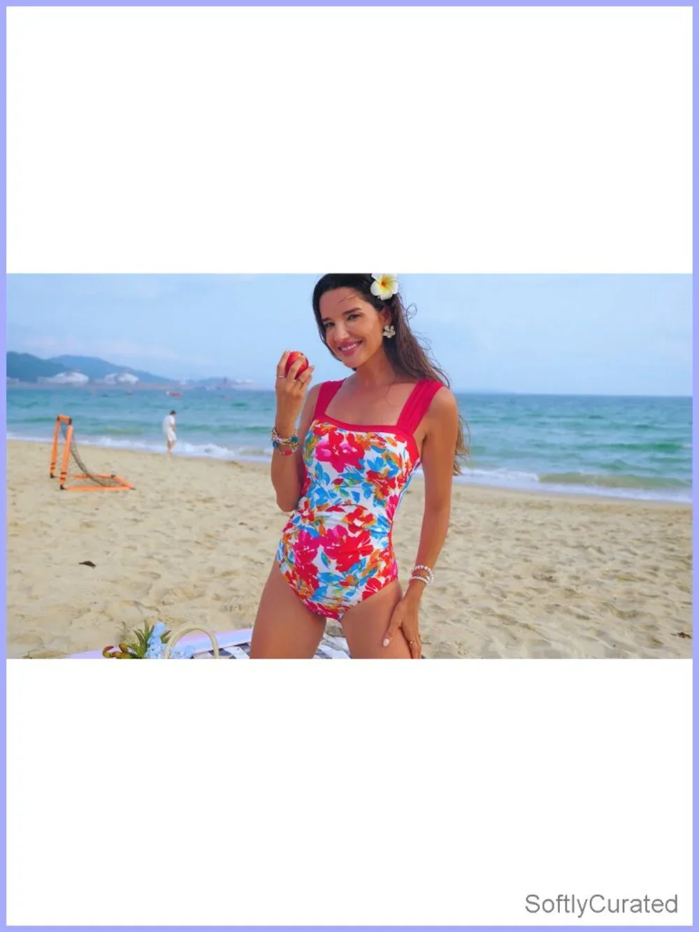 One Piece Swimsuit Tummy Control Ruched Color Block